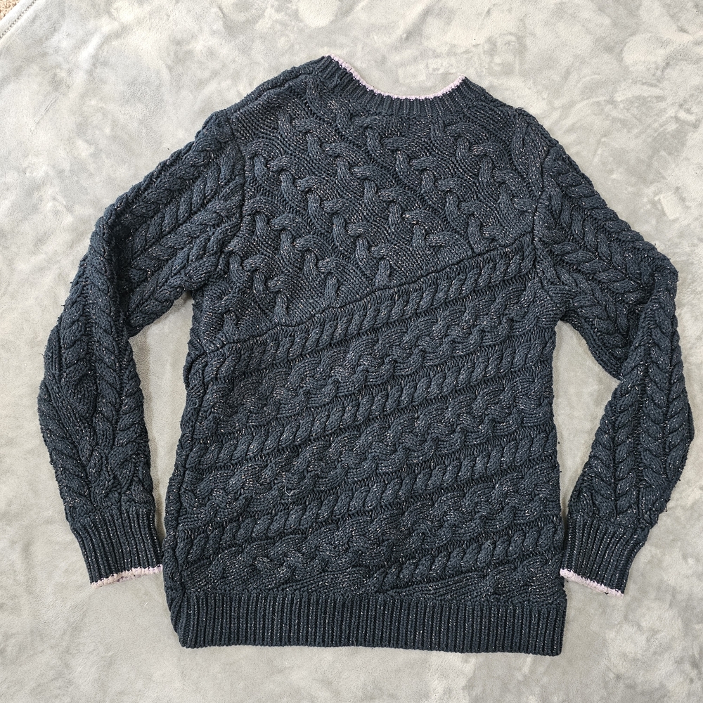 Ted Baker Dark Teal Cable Knit Crewneck Sweater - Picture 4 of 13